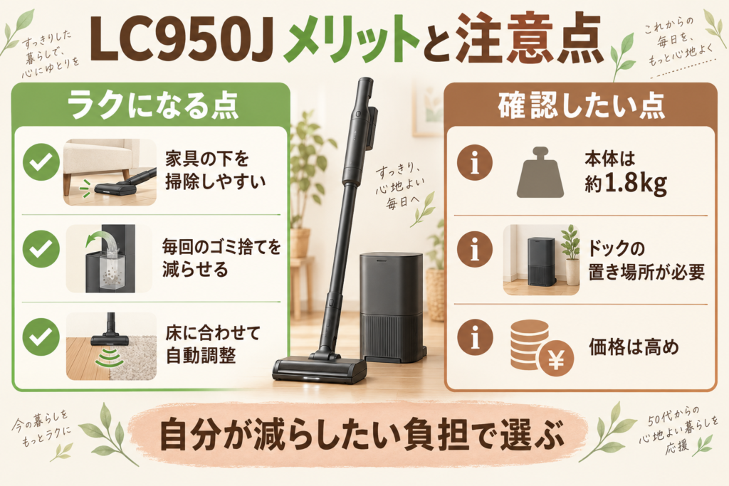 Shark ActiClean LC950Jのメリットと購入前の注意点を比較した画像