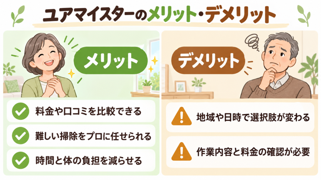 ユアマイスターのメリットとデメリットを比較した画像