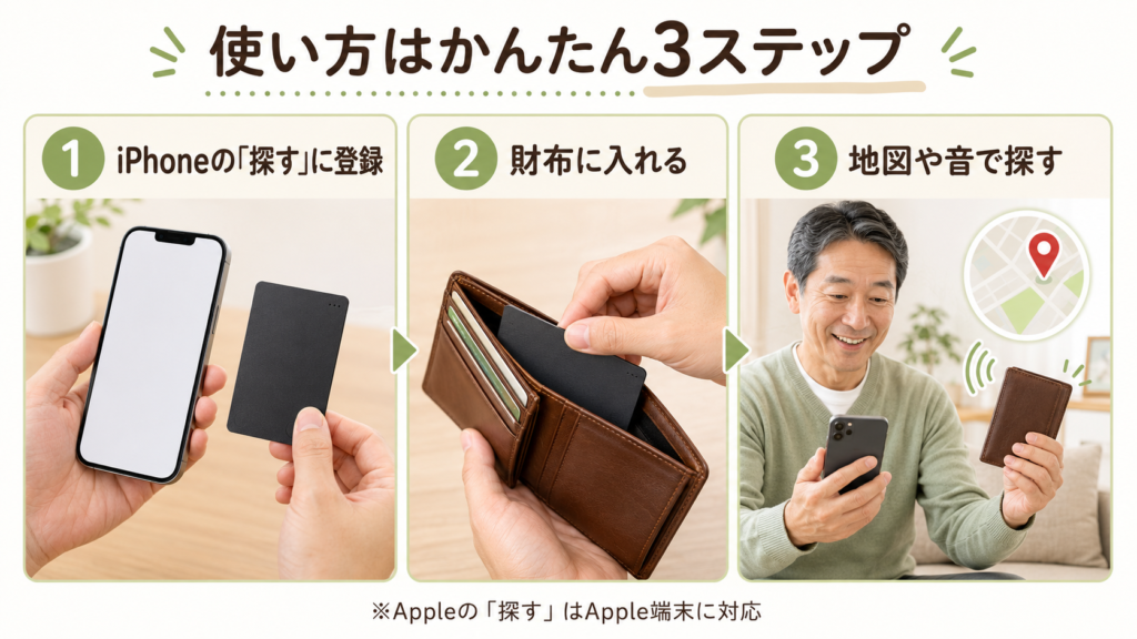 Anker Eufy SmartTrack Card E30を使って財布を探す3つの手順
