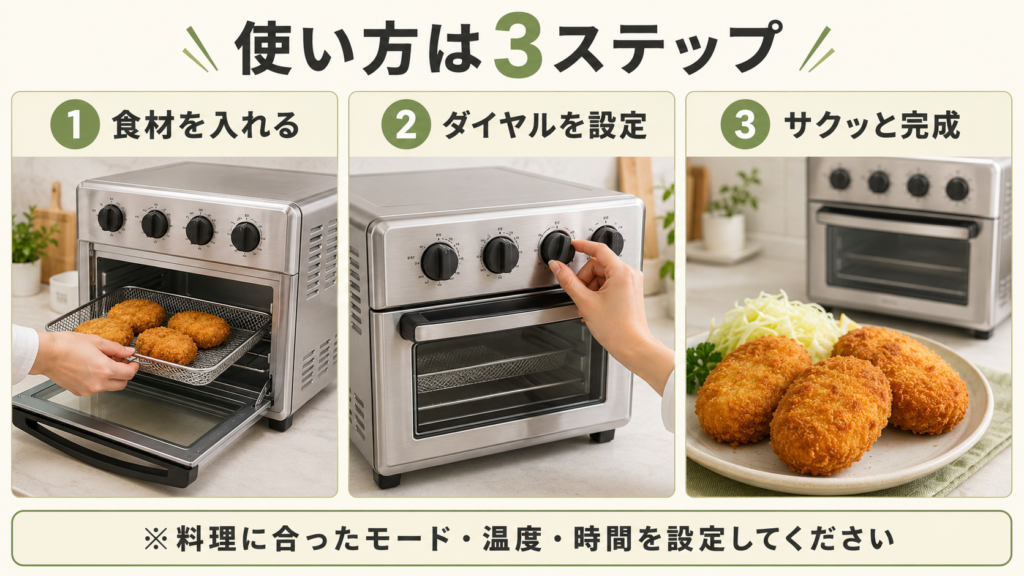 クイジナート TOA-29SJで揚げ物を温め直す3ステップ