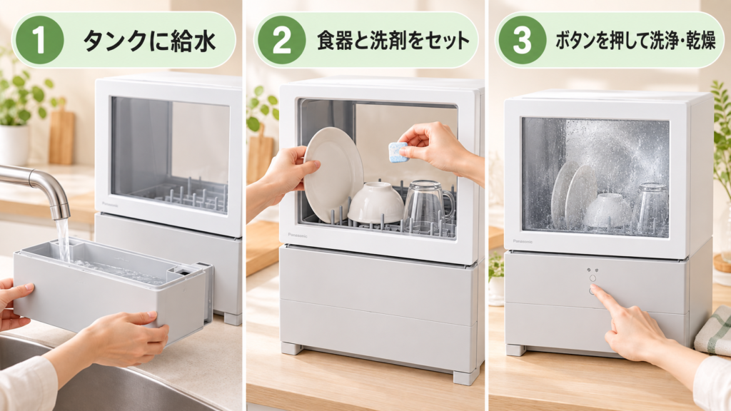 Panasonic SOLOTA NP-TML1を使う3つの手順