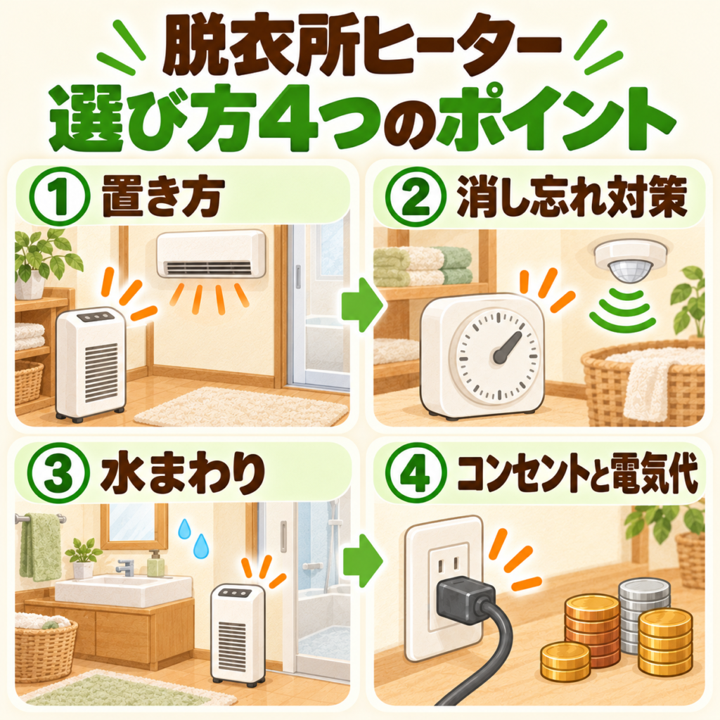 脱衣所ヒーターを選ぶときに確認したい4つのポイント