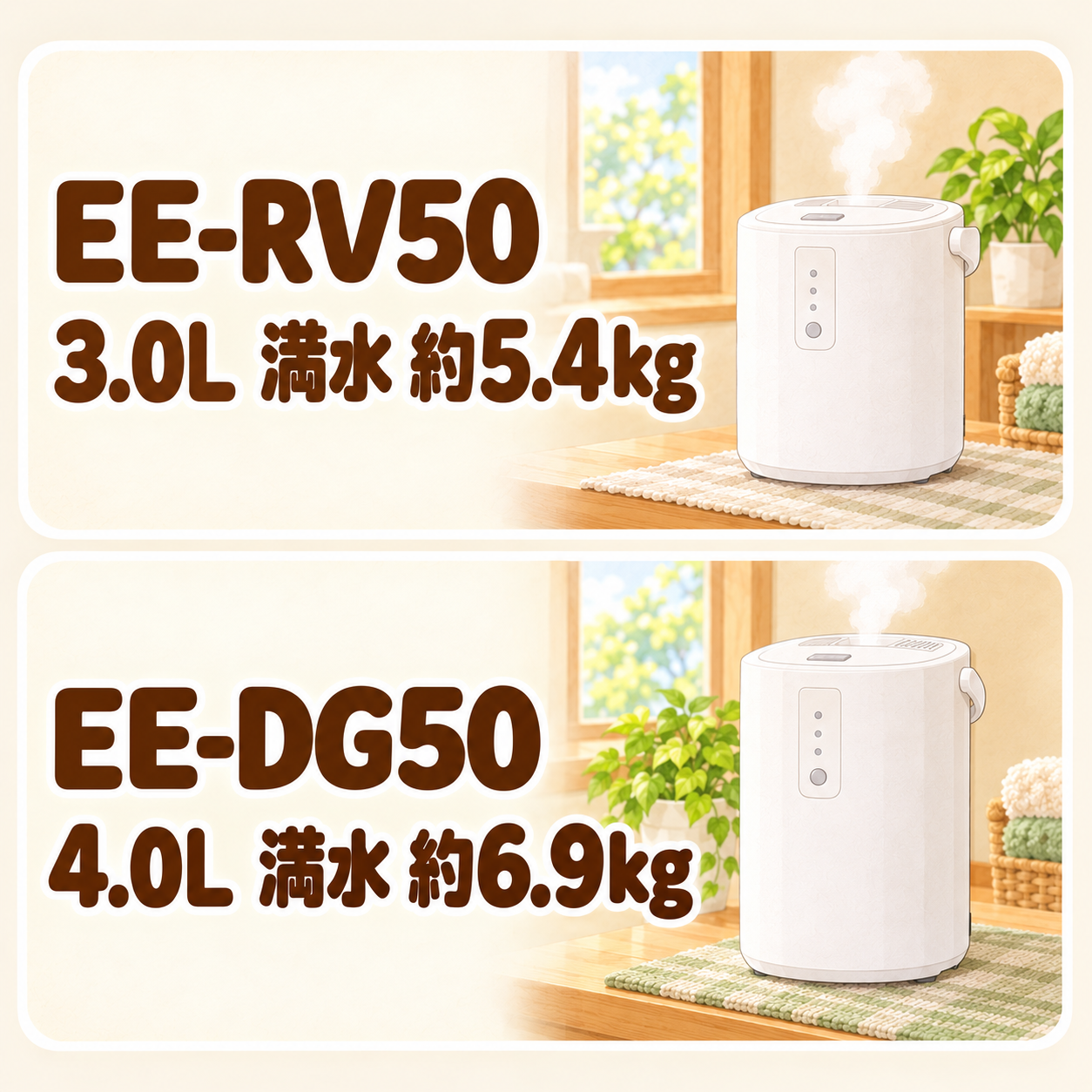 EE-RV50とEE-DG50の違いをまとめた図