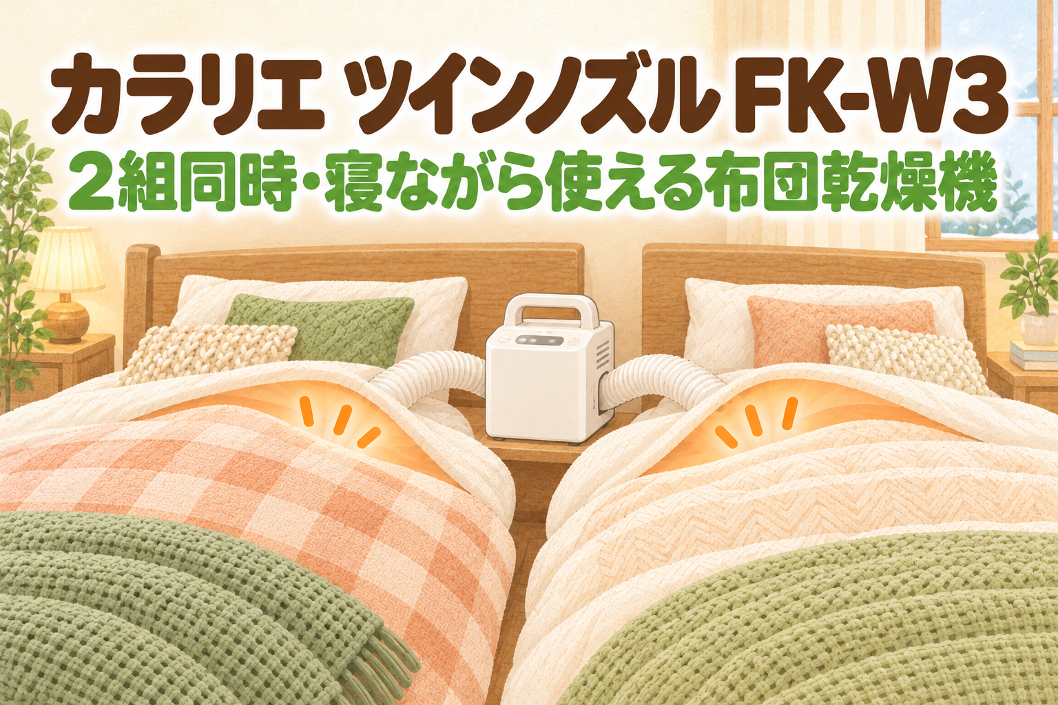 アイリスオーヤマ ふとん乾燥機 カラリエ ツインノズル FK-W3 のレビュー記事アイキャッチ